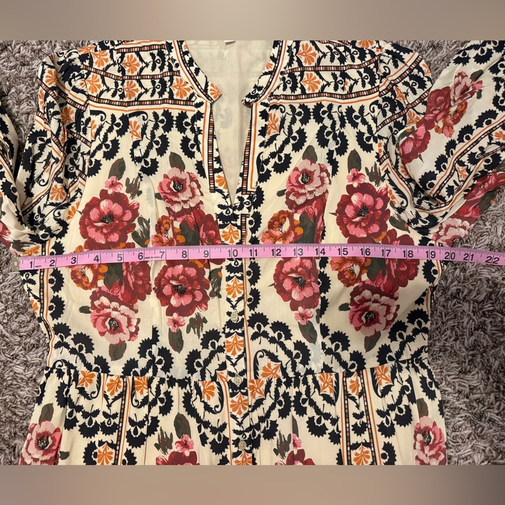 Women's Floral Maxi Dress in Cream with Pink Roses - Picture 14 of 14